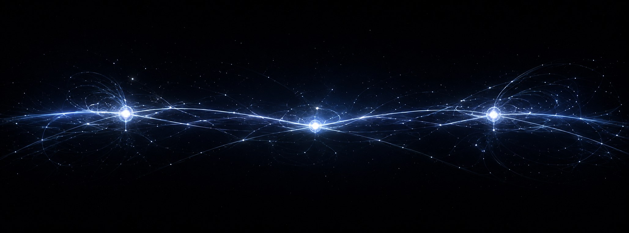 由光点与光线连成的星链网络概念图